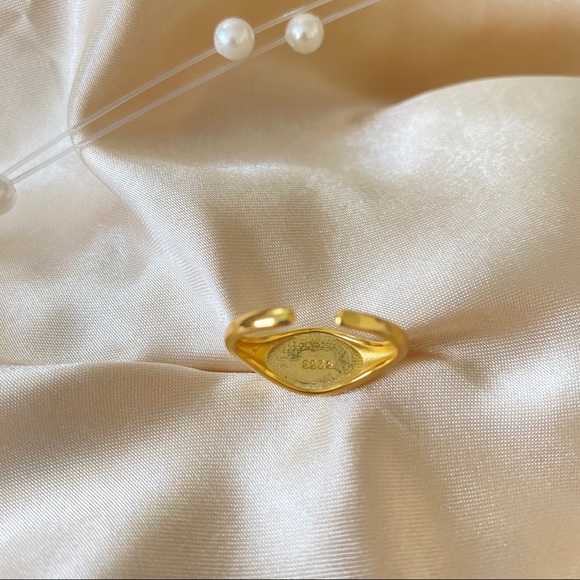 18K Goldplated Moon and Sun Face Signet Ring - Picture 3 of 12